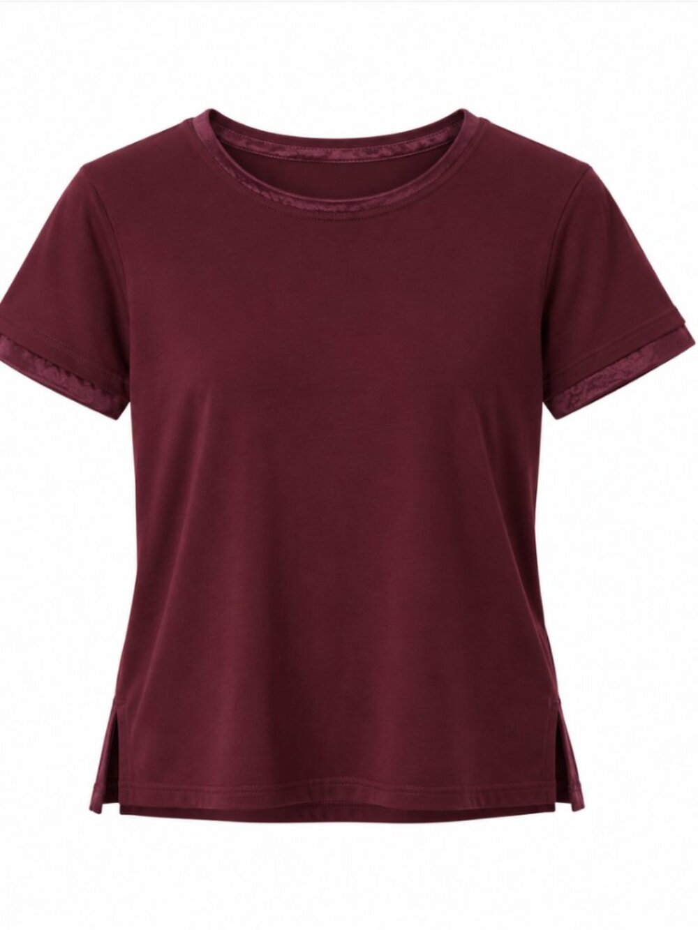 Tommy Hilfiger Women's Short-Sleeve Satin Logo Pajama Top Deep Rouge NWT